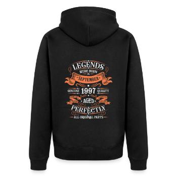 September 1997 Originelle Geburtstagsgeschenkidee - Unisex Premium Bio Zip Hoodie - Schwarz - Hinten - Nico (187cm)