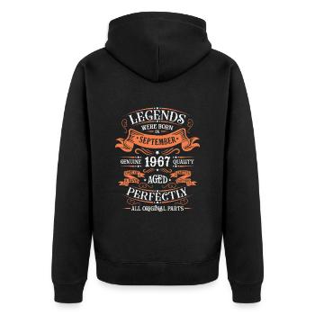 September 1967 Originelle Geschenkidee zum Geburtstag - Unisex Premium Bio Zip Hoodie - Schwarz - Hinten - Nico (187cm)