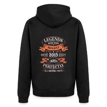 August 2015 Jubiläum 2015 Legenden August - Unisex Premium Bio Zip Hoodie - Schwarz - Hinten - Nico (187cm)