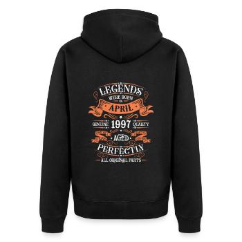 Years of excellence April 1997 Gift - Unisex Premium Organic Zip Hoodie - black - Back - Nico (187cm)
