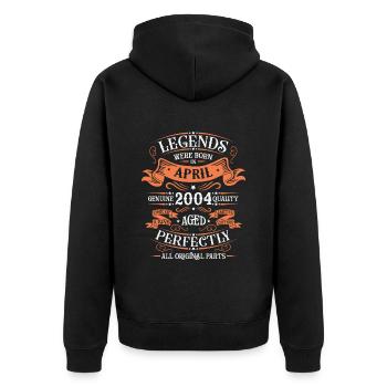 April 2004 - Unisex Premium Bio Zip Hoodie - Schwarz - Hinten - Nico (187cm)