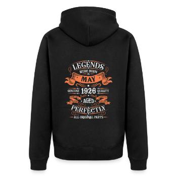 Mai 1926 Jubiläums-Vintage-Geschenk - Unisex Premium Bio Zip Hoodie - Schwarz - Hinten - Nico (187cm)