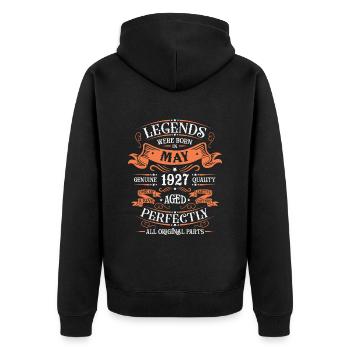 Mai 1927 Vintage Geburtstagsgeschenk - Unisex Premium Bio Zip Hoodie - Schwarz - Hinten - Nico (187cm)