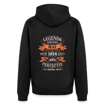 Mai 1924 Jubiläums-Vintage-Geschenk - Unisex Premium Bio Zip Hoodie - Schwarz - Hinten - Nico (187cm)