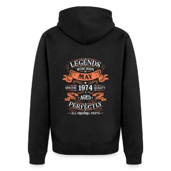 1974 Mai begrenzt - Unisex Premium Bio Zip Hoodie - Schwarz - Hinten - Nico (187cm)