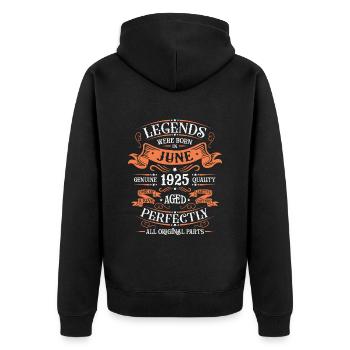 Vintage Geboren Juni 1925 Jubiläumsgeschenk - Unisex Premium Bio Zip Hoodie - Schwarz - Hinten - Nico (187cm)