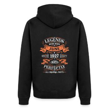 Geburtstag Juni 1927 Limited Edition Vintage - Unisex Premium Bio Zip Hoodie - Schwarz - Hinten - Nico (187cm)