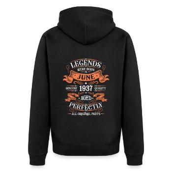 Juni 1937 Geburtstag Mann - Unisex Premium Bio Zip Hoodie - Schwarz - Hinten - Nico (187cm)