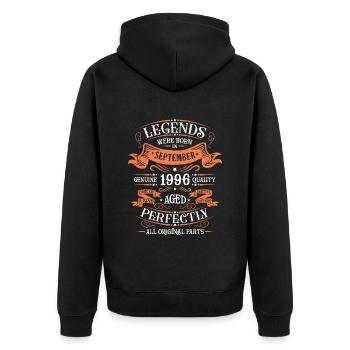 Retro Vintage Legendär Geburtstag September 1996 - Unisex Premium Bio Zip Hoodie - Schwarz - Hinten - Nico (187cm)