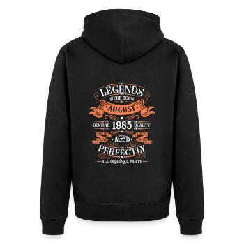 Limited Edition 1985 August Geburtstag Polarlicht - Unisex Premium Bio Zip Hoodie - Schwarz - Hinten - Nico (187cm)