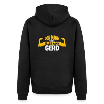 Gerd Der Mann Der Alles Kann Vorname Gerd - Unisex Premium Bio Zip Hoodie - Schwarz - Hinten - Nico (187cm)