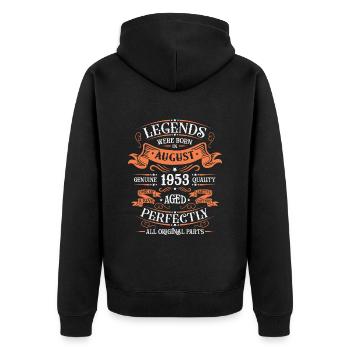 August 1953 - Birthday in August - Unisex Premium Organic Zip Hoodie - black - Back - Nico (187cm)