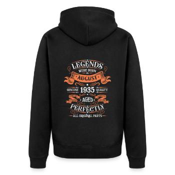 August 1935 Geburtstag Mann - Unisex Premium Bio Zip Hoodie - Schwarz - Hinten - Nico (187cm)
