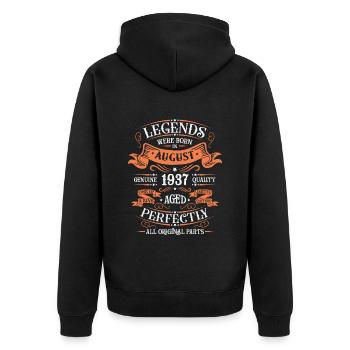 August 1937 Geburtstag Mann - Unisex Premium Bio Zip Hoodie - Schwarz - Hinten - Nico (187cm)