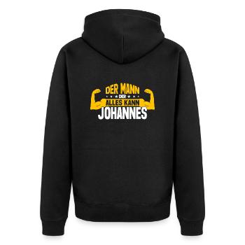 Johannes Der Mann Der Alles Kann Vorname Johannes - Unisex Premium Bio Zip Hoodie - Schwarz - Hinten - Nico (187cm)