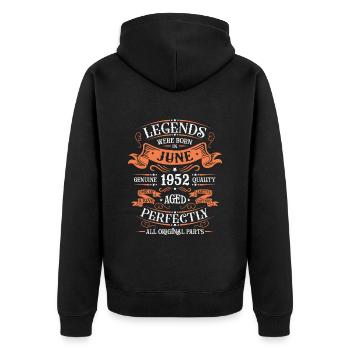 1952 Juin Édition Limitée 71e Tenue d’anniversaire - Veste à capuche bio Premium Unisexe - noir - Dos - Nico (187cm)