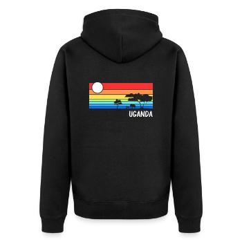 Uganda Afrika Savanne Safari Urlaub - Unisex Premium Bio Zip Hoodie - Schwarz - Hinten - Nico (187cm)
