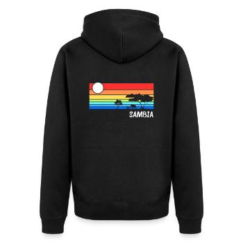 Sambia Afrika Savanne Safari Urlaub - Unisex Premium Bio Zip Hoodie - Schwarz - Hinten - Nico (187cm)