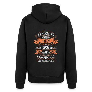 Juli 1937 Geburtstag Mann - Unisex Premium Bio Zip Hoodie - Schwarz - Hinten - Nico (187cm)