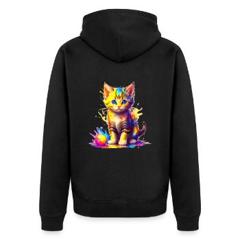 Colorful Kitty - Unisex Premium Organic Zip Hoodie - black - Back - Nico (187cm)
