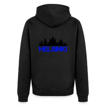 helsinki - Unisex Premium Bio Zip Hoodie - Schwarz - Hinten - Nico (187cm)