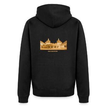 Bad Nauheim Sprudelhof Wetteraukreis Hessen - Unisex Premium Organic Zip Hoodie - black - Back - Nico (187cm)