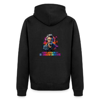 Lustiges Gamer TShirt mit Spruch - Unisex Premium Bio Zip Hoodie - Schwarz - Hinten - Nico (187cm)