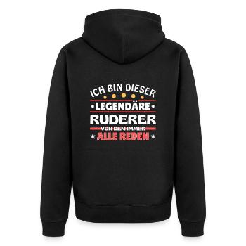 Ich bin dieser legendäre Ruderer - Unisex Premium Bio Zip Hoodie - Schwarz - Hinten - Nico (187cm)