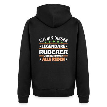 Ich bin dieser legendäre Ruderer - Unisex Premium Bio Zip Hoodie - Schwarz - Hinten - Nico (187cm)