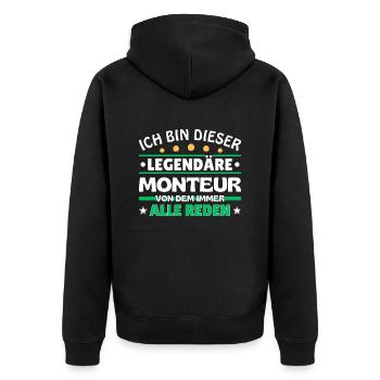 Ich bin dieser legendäre Monteur - Unisex Premium Bio Zip Hoodie - Schwarz - Hinten - Nico (187cm)