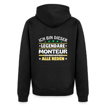 Ich bin dieser legendäre Monteur - Unisex Premium Bio Zip Hoodie - Schwarz - Hinten - Nico (187cm)