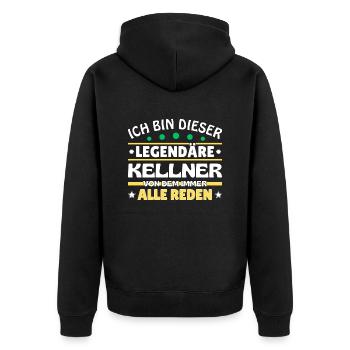 Ich bin dieser legendäre Kellner - Unisex Premium Bio Zip Hoodie - Schwarz - Hinten - Nico (187cm)