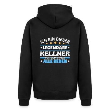 Ich bin dieser legendäre Kellner - Unisex Premium Bio Zip Hoodie - Schwarz - Hinten - Nico (187cm)
