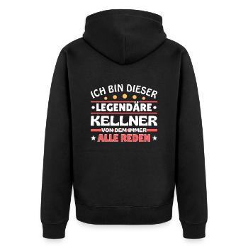 Ich bin dieser legendäre Kellner - Unisex Premium Bio Zip Hoodie - Schwarz - Hinten - Nico (187cm)