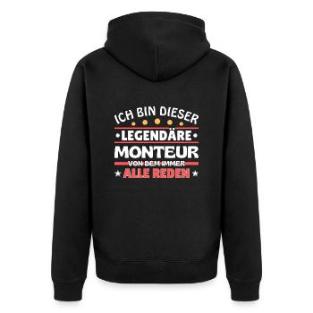 Ich bin dieser legendäre Monteur - Unisex Premium Bio Zip Hoodie - Schwarz - Hinten - Nico (187cm)