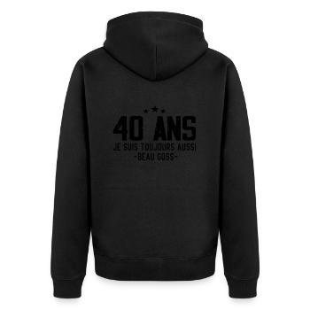 Beau goss Cadeau Anniversaire 40 ans Humour - Veste à capuche bio Premium Unisexe - noir - Dos - Nico (187cm)