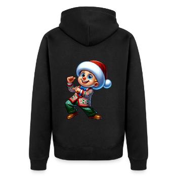 Chapeau de Noël de Noël de danse drôle - Veste à capuche bio Premium Unisexe - noir - Dos - Nico (187cm)