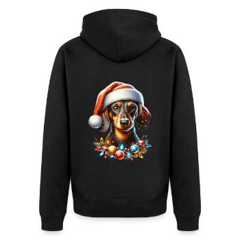 Dachshund Hunde - Unisex Premium Bio Zip Hoodie - Schwarz - Hinten - Nico (187cm)