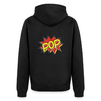 POP - Comic Strip Action Bubble - Pop Art - Yellow - Unisex Premium Organic Zip Hoodie - black - Back - Nico (187cm)