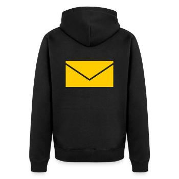 Lettre jaune - Veste à capuche bio Premium Unisexe - noir - Dos - Nico (187cm)
