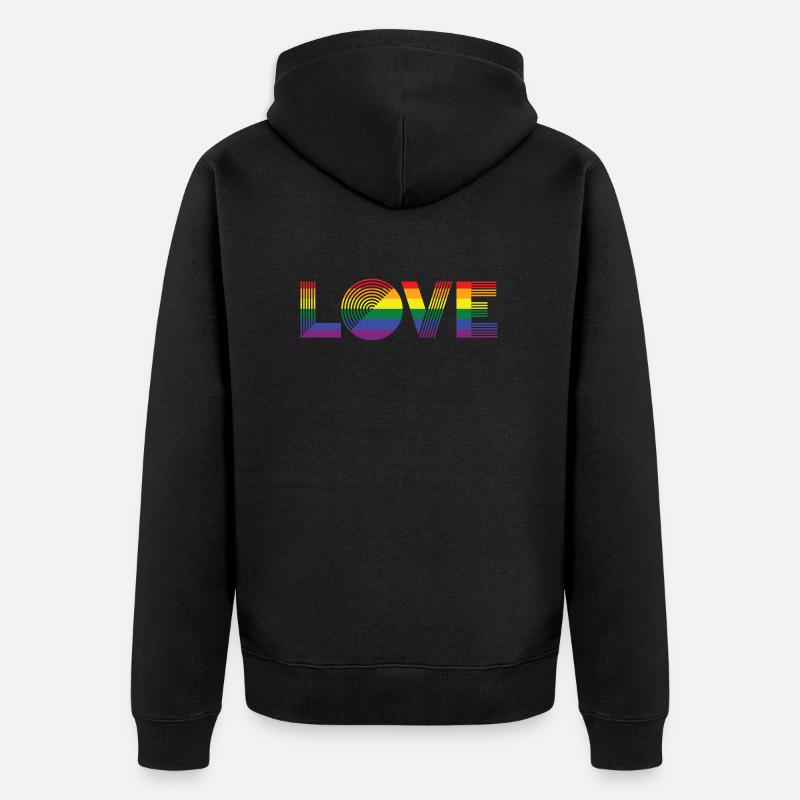DRAPEAU LOVE Pride - Veste à capuche bio Premium Unisexe - noir