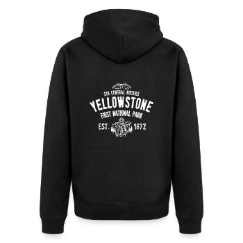 Yellowstone-Nationalpark - Unisex Premium Bio Zip Hoodie - Schwarz - Hinten - Nico (187cm)