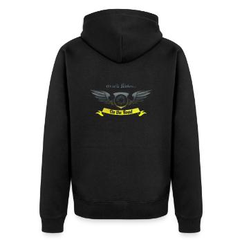 Ride Motorrad Fahrrad Moped motorcros rides aventur - Unisex Premium Bio Zip Hoodie - Schwarz - Hinten - Nico (187cm)