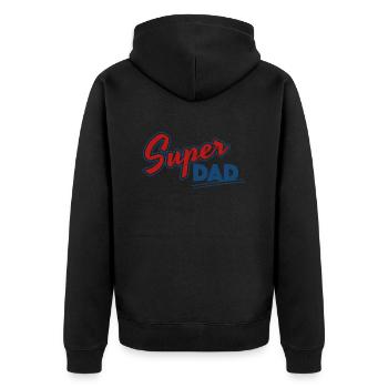 Super Papa - Unisex Premium Bio Zip Hoodie - Schwarz - Hinten - Nico (187cm)