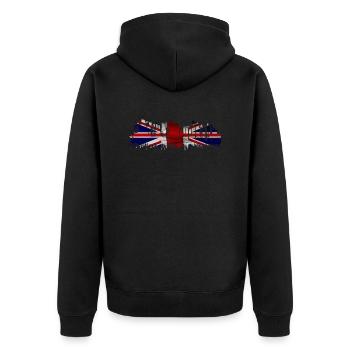 England UK London British English United Kingdom - Unisex Premium Organic Zip Hoodie - black - Back - Nico (187cm)