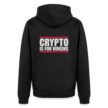 crypto is for virgins - Unisex Premium Organic Zip Hoodie - black - Back - Nico (187cm)