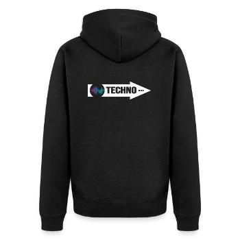 Rave Hard Beats Techno Ballern Village Disco Bass - Unisex Premium Organic Zip Hoodie - black - Back - Nico (187cm)
