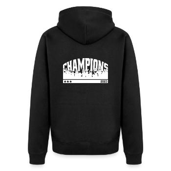 Champions 2023 - Unisex Premium Bio Zip Hoodie - Schwarz - Hinten - Nico (187cm)