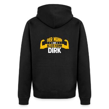 Dirk Der Mann Der Alles Kann Vorname Dirk - Unisex Premium Bio Zip Hoodie - Schwarz - Hinten - Nico (187cm)