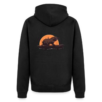 Bieber in the sunset - Unisex Premium Organic Zip Hoodie - black - Back - Nico (187cm)